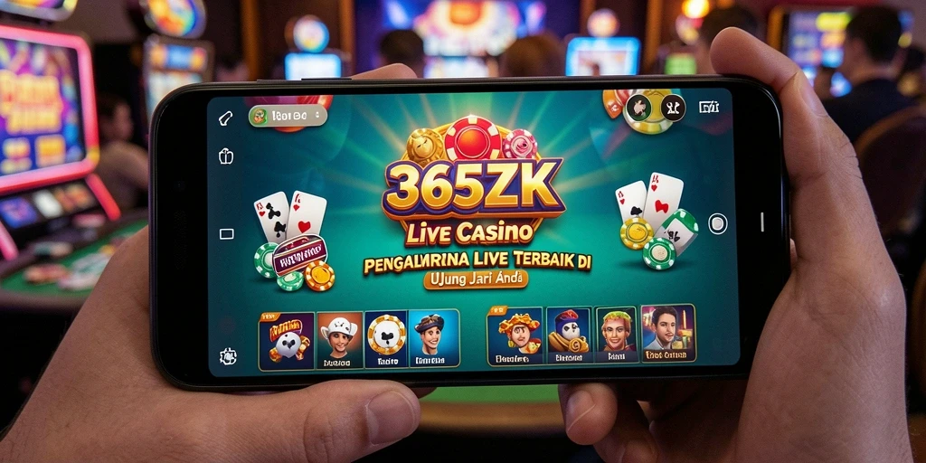 Screenshot gameplay Live Casino di 365ZK yang menunjukkan interaksi dealer langsung.