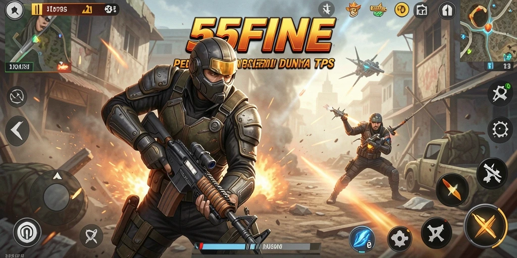 Screenshot gameplay mendebarkan dari permainan TPS 55FIVE.