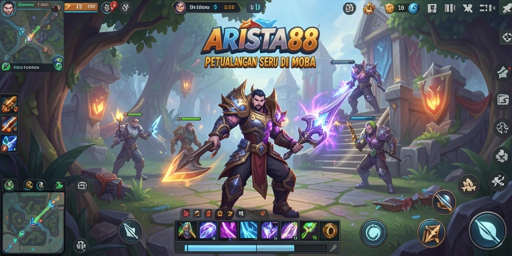 Screenshot ARISTA88 menampilkan pertempuran seru antar hero dalam gameplay.
