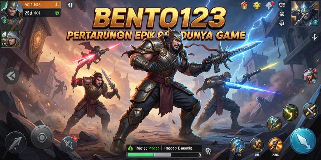 Screenshot utama menampilkan aksi pertarungan seru di BENTO123.