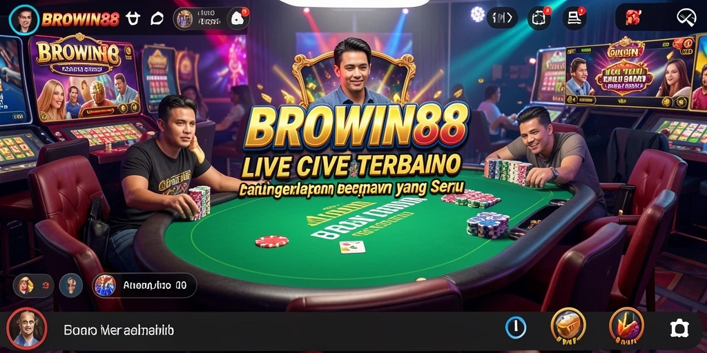 Gameplay Live Casino di BROWIN88 dengan dealer dan pemain interaktif.