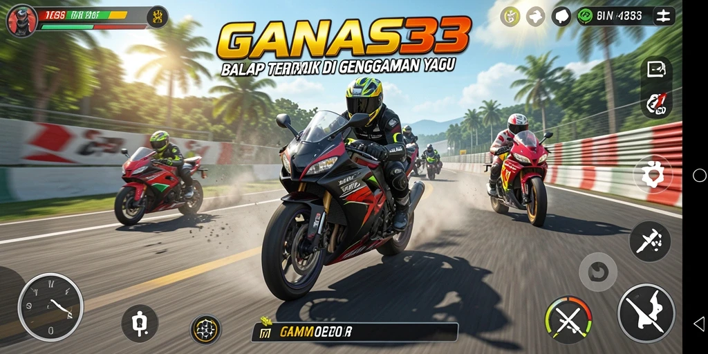 Gameplay mendebarkan dalam balap motor yang seru.