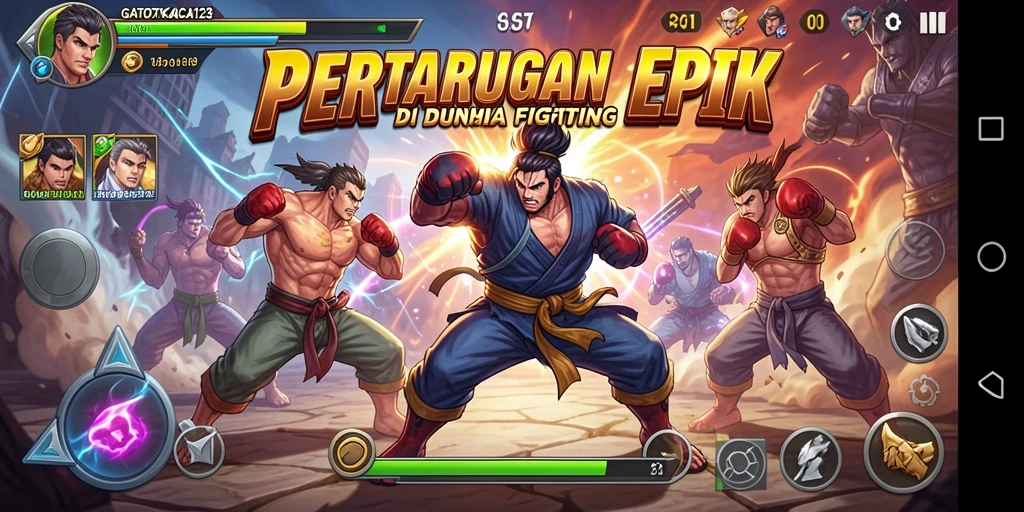 Gameplay intens GATOTKACA123 dengan karakter bertarung yang mengesankan.