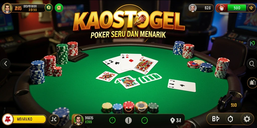 Tampilan gameplay seru dalam KAOSTOGEL saat bermain poker.