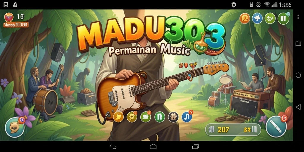 Tampilan gameplay MADU303 yang menarik dengan berbagai efek musik.
