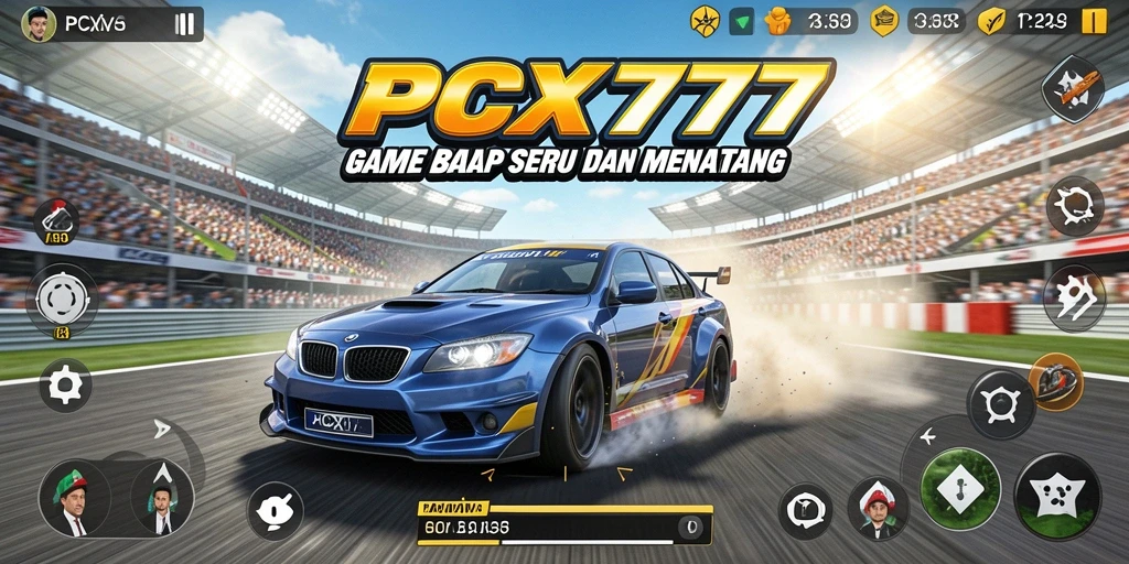 Screenshot menampilkan gameplay PCX777 dalam balapan mendebarkan.