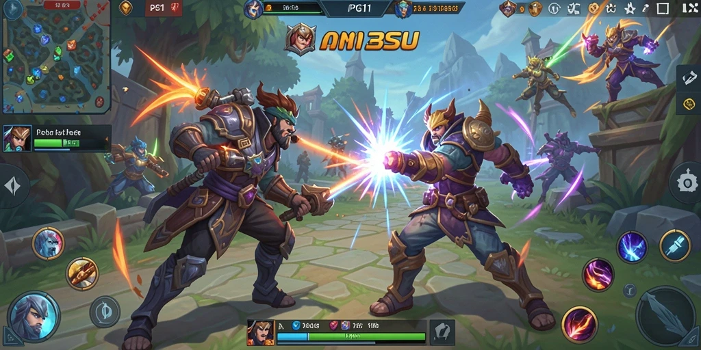Tangkapan layar PG11 menunjukkan pertempuran sengit antara tim di arena MOBA.