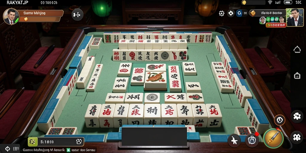 Tampilan gameplay RAKYATJP yang seru dalam menyelesaikan puzzle Mahjong.
