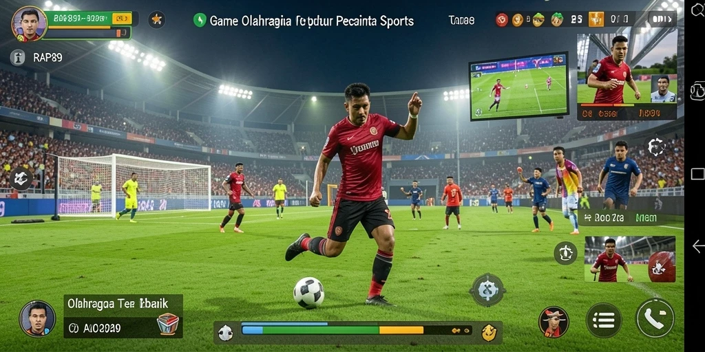Screenshot gameplay RAP89 menunjukkan aksi seru dalam pertandingan olahraga.