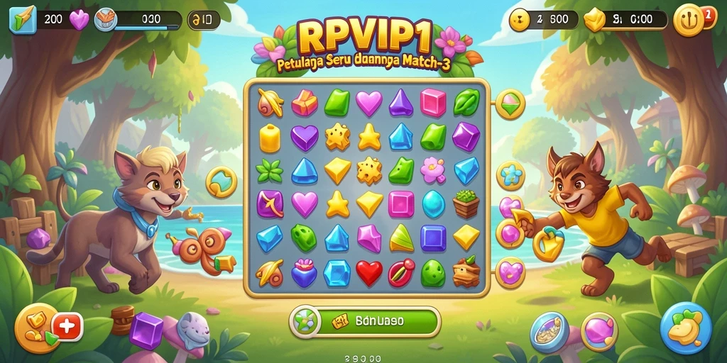 Gameplay RPVIP1 yang seru dan penuh warna dalam kategori Match-3.