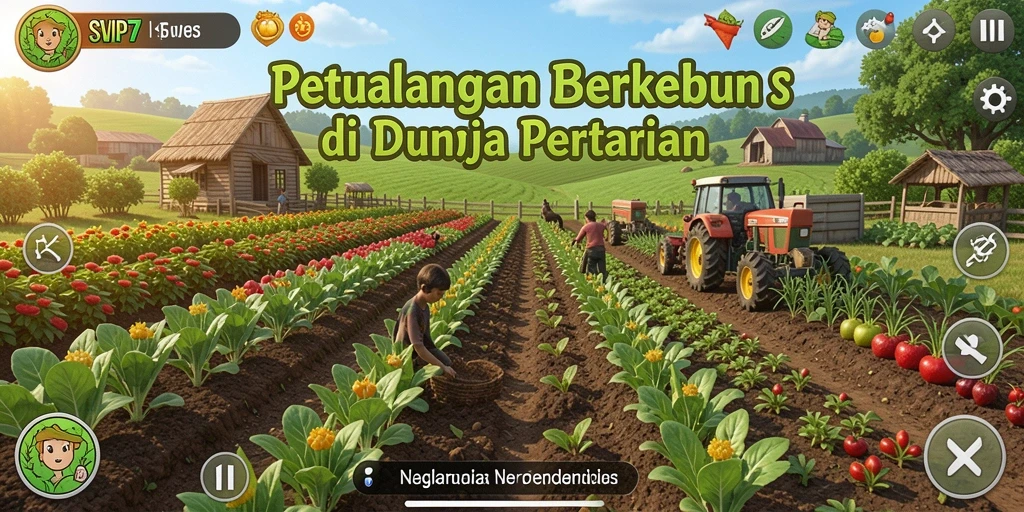 Screenshot gameplay <strong>SVIP7</strong> menampilkan kebun yang indah dan subur.