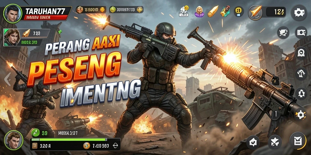 Tampilan gameplay seru TARUHAN77 dengan aksi yang intens.